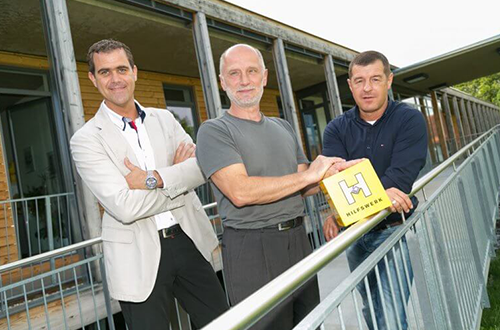 Bernd Stockinger mit Gerald Mussnig und Valentin Lamprecht beim Hilfswerk Steiermark